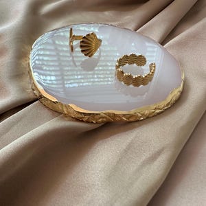 Gold Seashell Ring Set – Adjustable Stainless Steel Rings – Waterproof, Tarnish-Free – Beach Inspired Jewelry for Women - Durable Rings