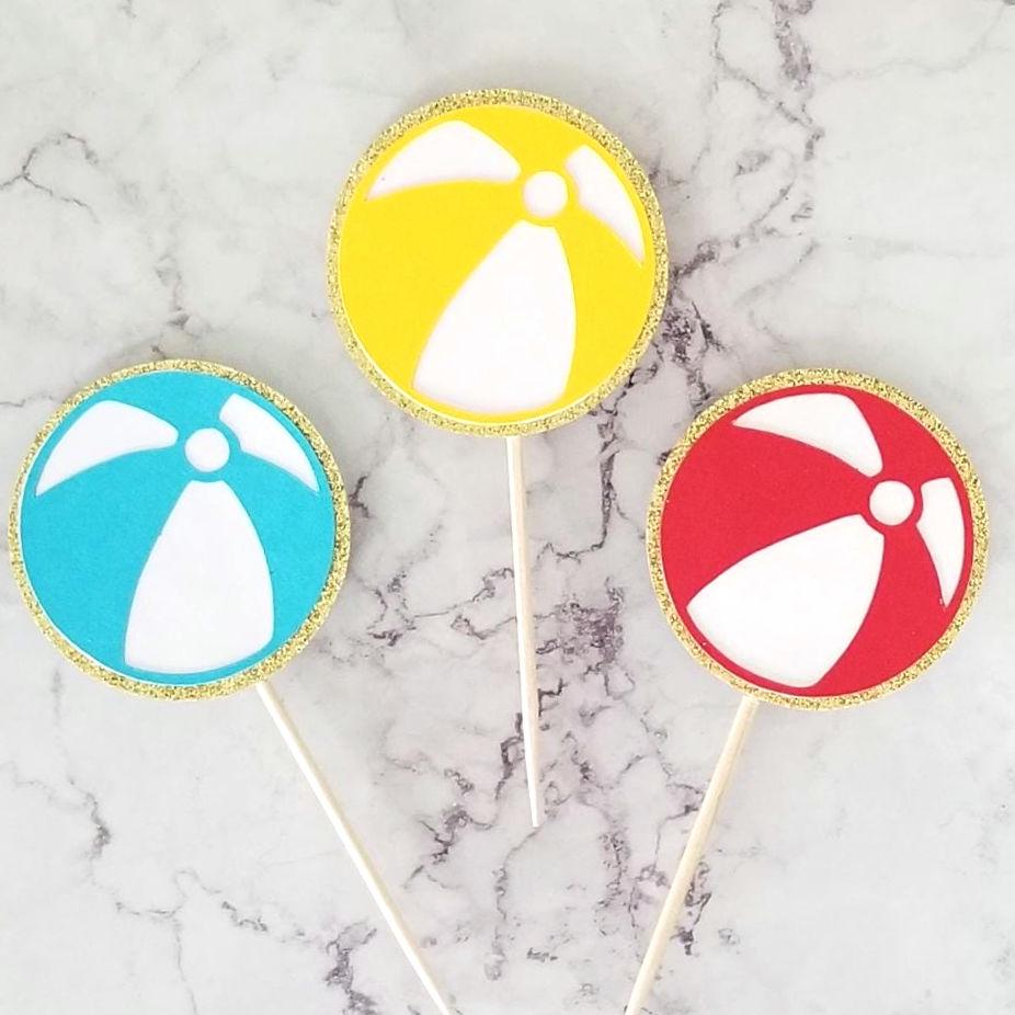 Beach Ball Cupcake Toppers