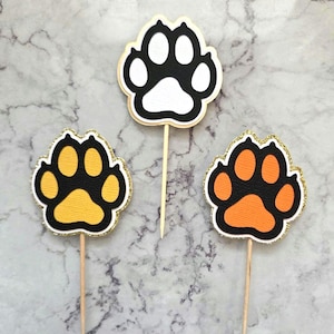 Tiger, Cougar, Wildcat, Panther Paw Cupcake Toppers