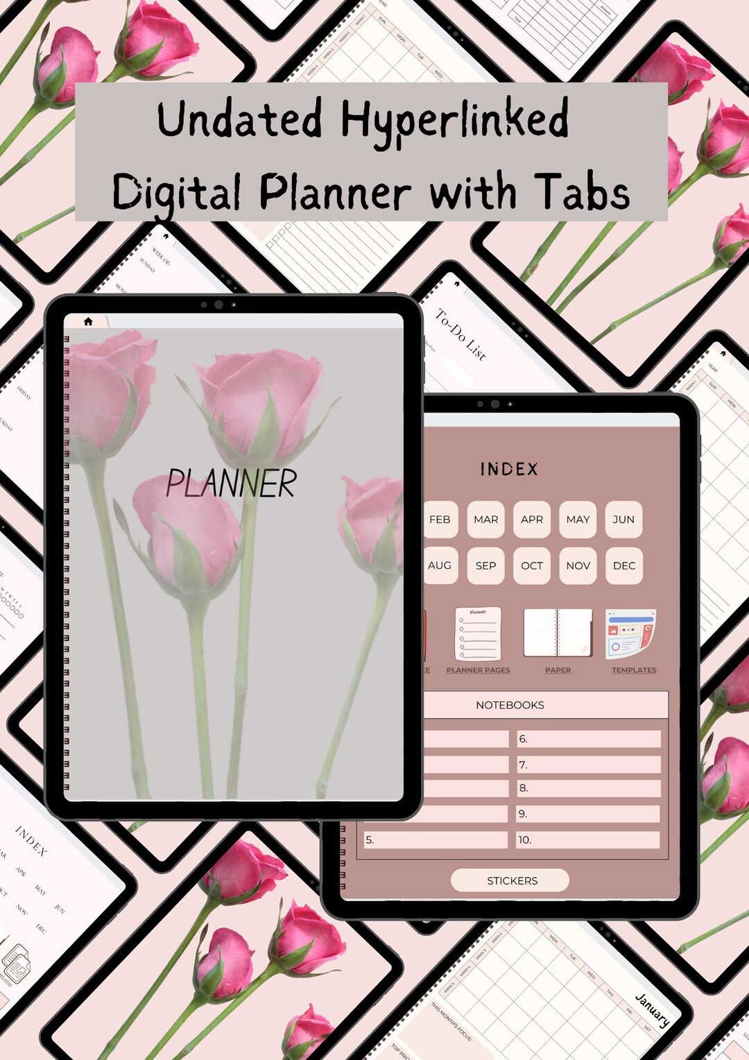 Ultimate Digital Planner With Tabs | Undated Hyperlinked Digital ...