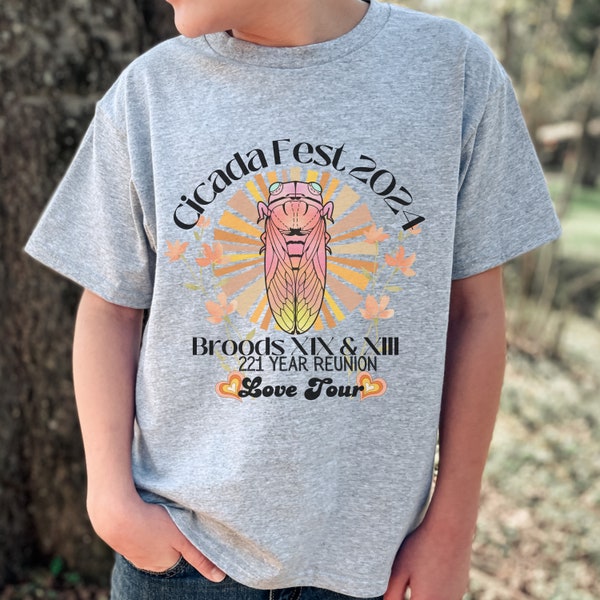 Cicada Fest Love Tour 2024 Kids Heavy Cotton™ Tee, Kids Cicada Lover Tshirt, Cicada Brood US Love Tour Tshirt 2024