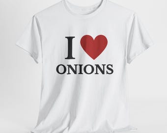 I Herz Zwiebeln Gildan Heavy Cotton Tee | Zwiebel-Liebhaber-Shirt | Koch T-Shirt | Foodie Geschenk | Lauch Lauch Enthusiast Shirt