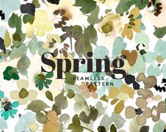 Diseño de papel digital con estampado primaveral sin costuras, fondo floral colorido y diseño de flores pequeñas.
