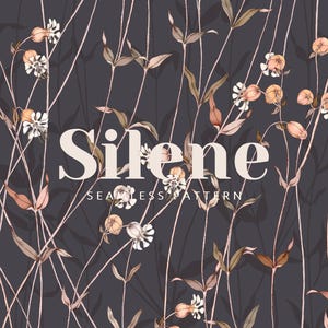Silent sömlöst mönster, modern blommig bakgrund, digital pappersdesign för vilda blommor