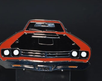 1969 Plymouth Roadrunner-sleutelhanger, geverfde metalen autosleutelhanger