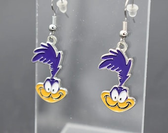 Plymouth Roadrunner Metal Earrings, Cartoon Car Jewelry