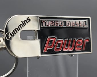 Cummins &quot;Turbo Diesel&quot; Power keychains. Single sided, 3mm thick painted metal keychain- 25