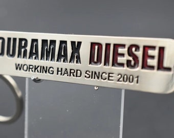 Duramax Diesel Keychain, Painted Metal Emblem, Since 2001