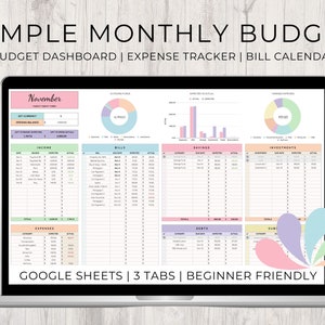 Simple Monthly Budget Spreadsheet | Google Sheets Budget Template | Customizable Monthly Budget Planner | Rainbow Monthly Budget Spreadsheet