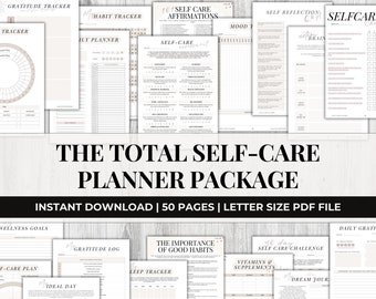The Total Self Care Planner Printable | Downloadable Self Love Journal | Personal Growth Wellness Planner | Gratitude Journal | Reflection