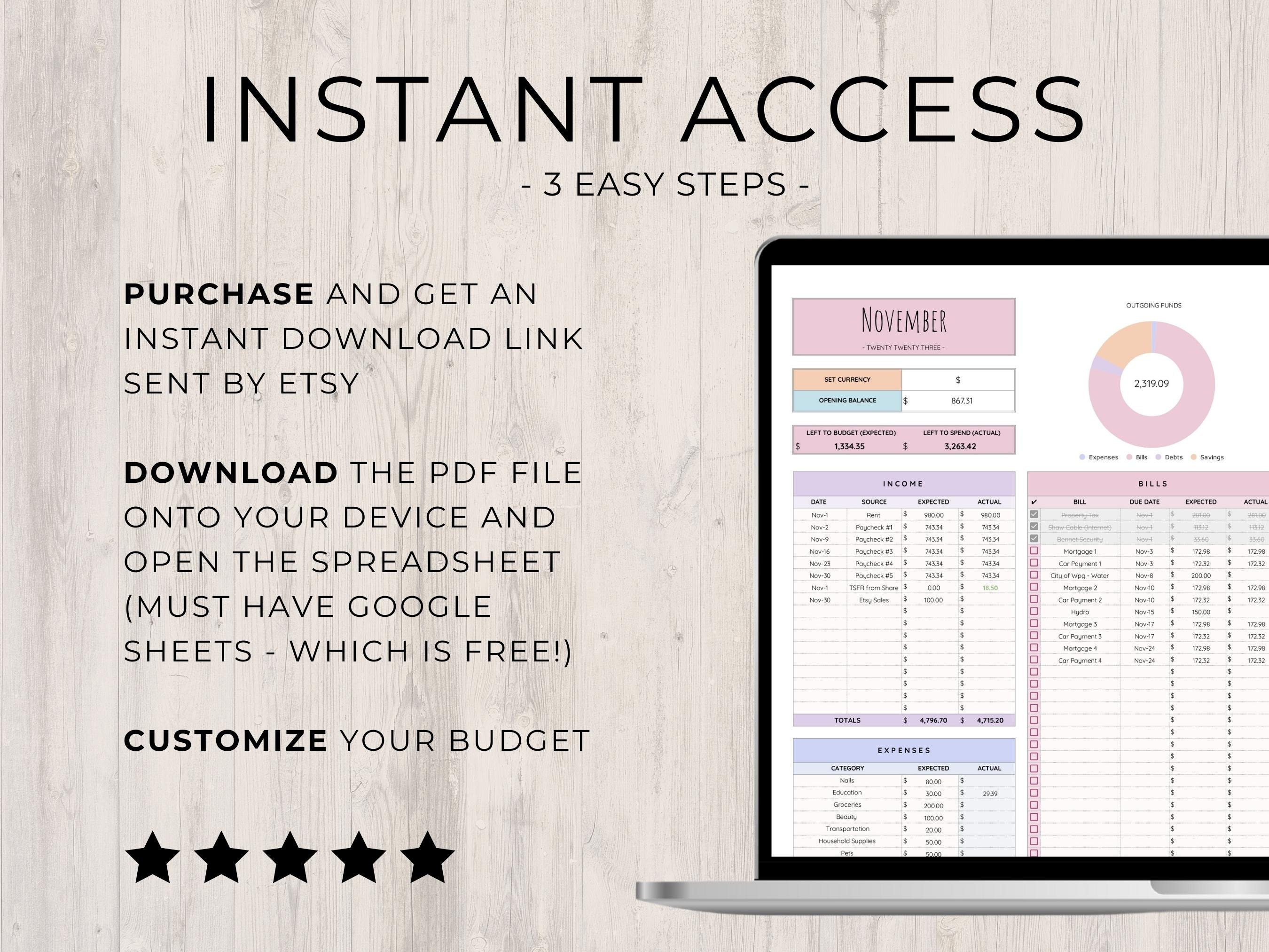 Simple Monthly Budget Spreadsheet Google Sheets Budget - Etsy