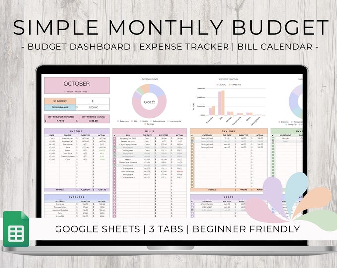 Monthly Budget Spreadsheet Google Sheets Budget Template Monthly Budget ...