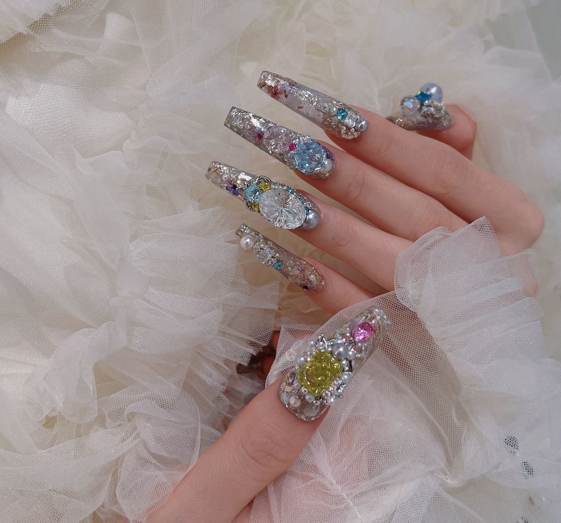 Swarovski Nail Art, Cardi B Nails Swarovski Crystal Press on Nails — free download