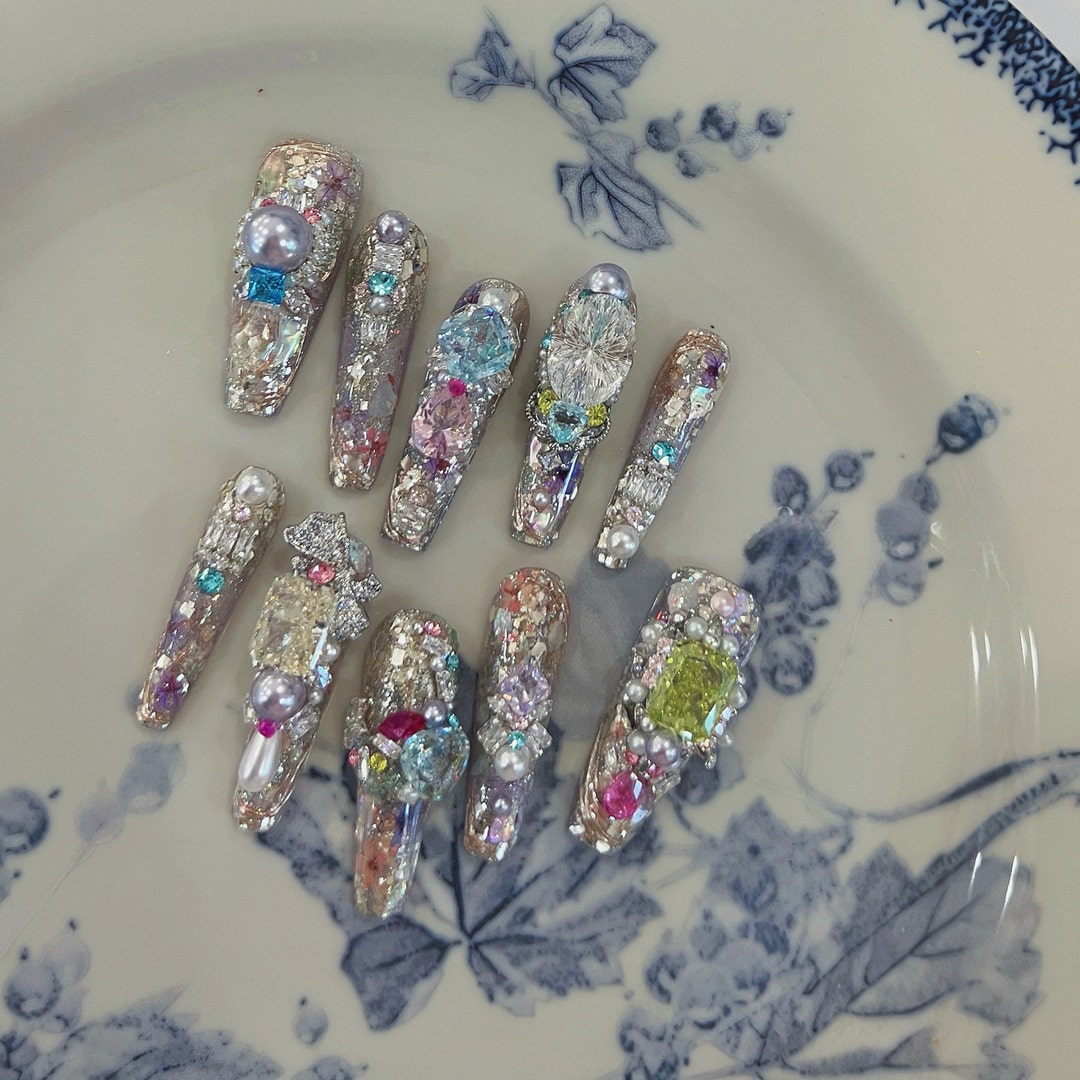 Swarovski Nail Art, Cardi B Nails Swarovski Crystal Press on Nails — free download