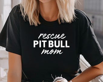 Camiseta de Pitbull rescatado, mamá de Pitbull, camisetas de rescate de animales, obsesionada con Pitbull, regalo para amantes de Pitbull, regalos de Pitbull, rescate, crianza, adopción