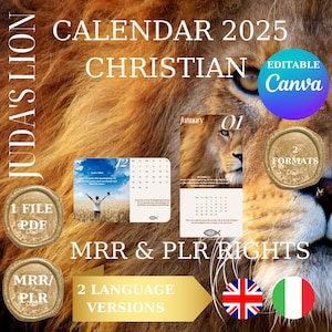 MRR PLR Christlicher Kalender mit Bibelversen 2025 Modell Canva Digital Bundle Master Resell Rights Digitale Produkte Bestseller PLR