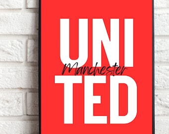 Manchester United Print - Red Football A4 Digital Wall Art Home Decor Downloadable Print