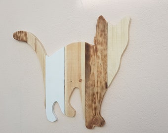 Wanddekoration Katze Deko Bild aus Holz