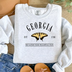 Georgia State Butterfly Embroidered Crewneck - Eastern Tiger Swallowtail