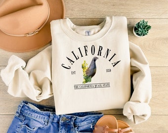 California State Bird Embroidered Crewneck - California Quail