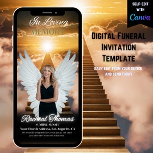 Memorial Funeral Announcement Flyer Template, Funeral Invitation, Customizable Digital Download