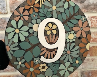 Floral Mosaic House Number
