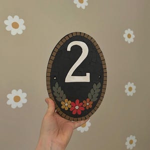 Floral mosaic house number