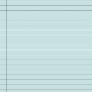 May include: A light blue, lined notepad with a grid of horizontal lines and a vertical margin on the left side. The paper has a pale blue hue, and the lines are dark gray.