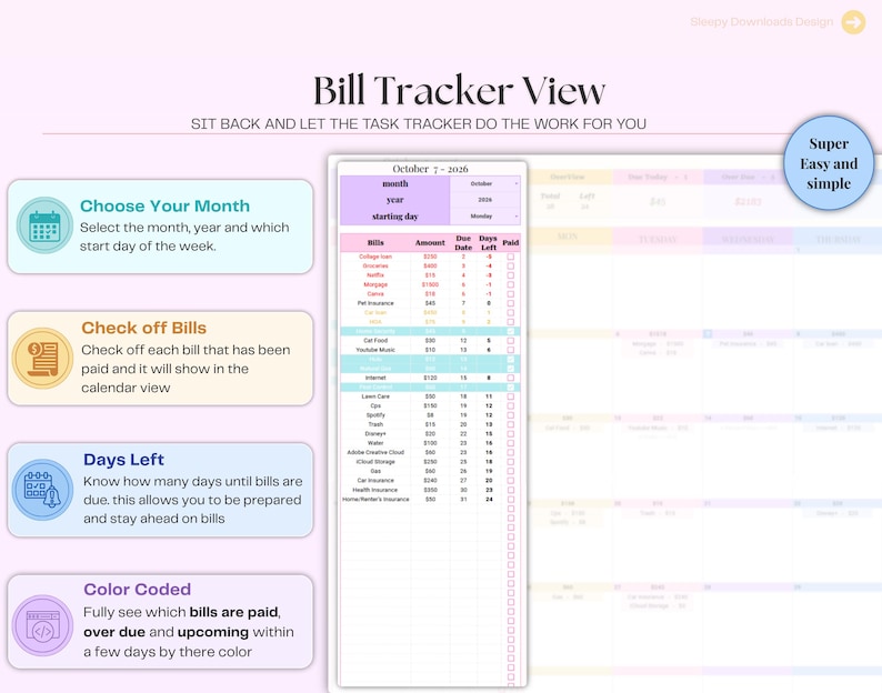 Monthly Bill Payment Tracker, Bill Tracker Spreadsheet, Google Sheets ...