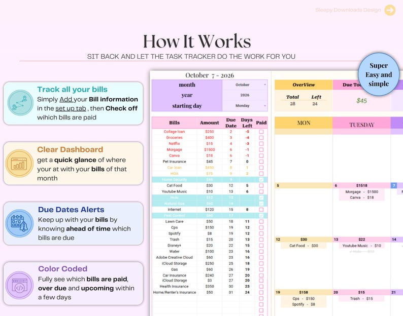Monthly Bill Payment Tracker, Bill Tracker Spreadsheet, Google Sheets ...