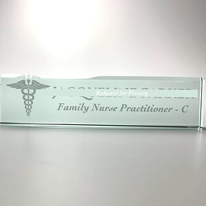 Desk Nameplate with Presentation Gift Box | Jade Glass | Desk Nameplate | Desk Wedge | Office Name Plaque | Desk Placard