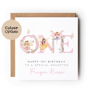 Magical Personalised Fairy 1st Birthday Card, Any Age Flower Fairy Card Daughter, Granddaughter Niece Sister Goddaughter Special little Girl