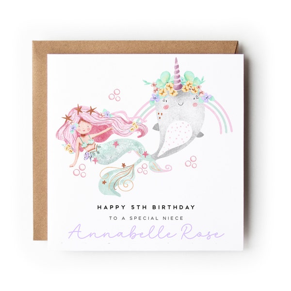 Magical Mermaid Birthday Card Any Age Personalised Daughter Granddaughter Niece Sister Goddaughter Special little Girl 1st 2nd 3rd 4th 5th