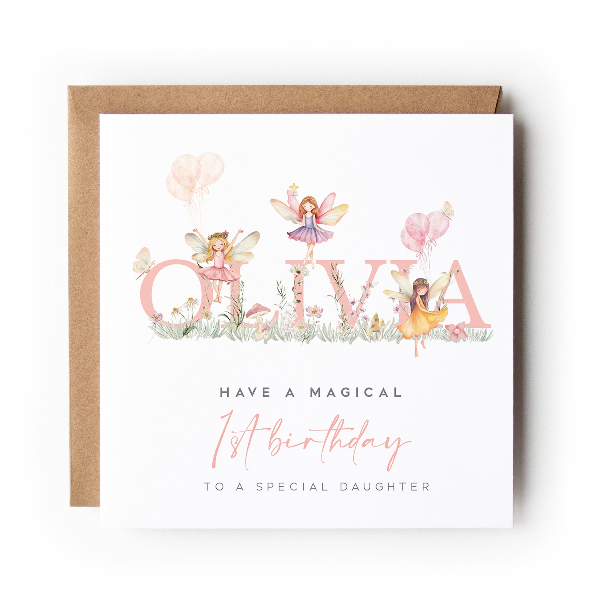 Personalised Name Fairy 1st Birthday Card,any Age Fairy Card Daughter ...