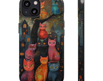 Colorful Cat Phone Case - Tough Cases | Cute Gift for Cat Lovers, Unique Phone Protection, Pet-Themed Accessories, Animal Lover Gift