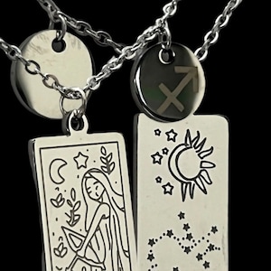 Sagittarius  zodiac pendent with charm stainless steel