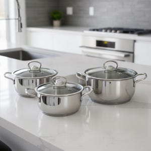 3-delige roestvrijstalen pannenset, duurzame keukenpotten en pannen – dagelijkse kookbenodigdheden – cadeau voor thuis
