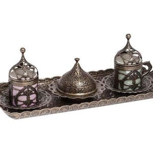 Set da caffè doppio Hürrem Color - Eleganti tazze e piattini per caffè turco, regalo in ceramica fatto a mano per gli amanti del caffè