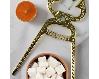 ciseaux en morceaux de sucre vintage, pinces à sucre dorées ornées, emporte-pièce traditionnel pour le sucre en cubes, accessoire de thé de style victorien