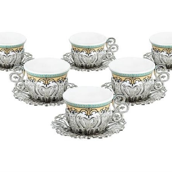 Set von 6 handbemalten Serviertellern mit Tulpenmuster - Schmücken Sie Ihren Tisch mit Eleganz aus weißem Porzellan