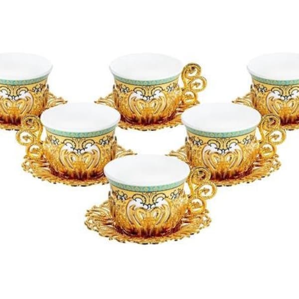 Handbemaltes Set aus sechs Servierschalen mit Tulpenmuster - Verleihen Sie Ihrem Tisch einen Farbtupfer mit gelbem Porzellan