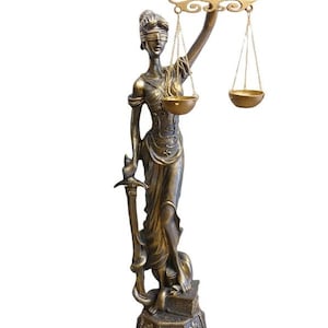 Blind Lady Justice Sculpture | Themis Goddess Statue | Law Office Decor & Gift For Lawyer | Ancient Mythology Figurine