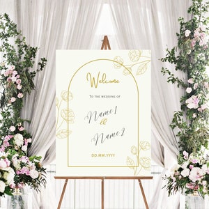 Off-White and Gold Floral Wedding Welcome Sign - DIGITAL DOWNLOAD ONLY
