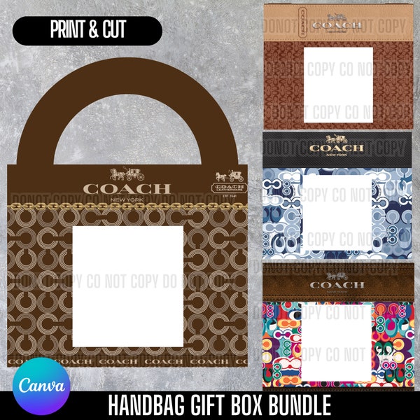Designer Handbag Gift Box Luxury Handbag Gift box Editable Canva template Mothers Day Birthday Gift Box