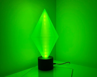 Sims Plumbob LED Lamp | Green Crystal Gem | Gamer | Gaming Decor Idea | Birthday Gifts | Christmas | Fan Art | Lighting