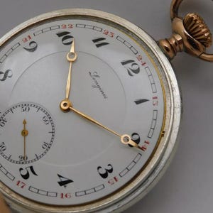 Vintage orologio da tasca in argento funzionante LONGINES 1928 silver pocket watch working A361