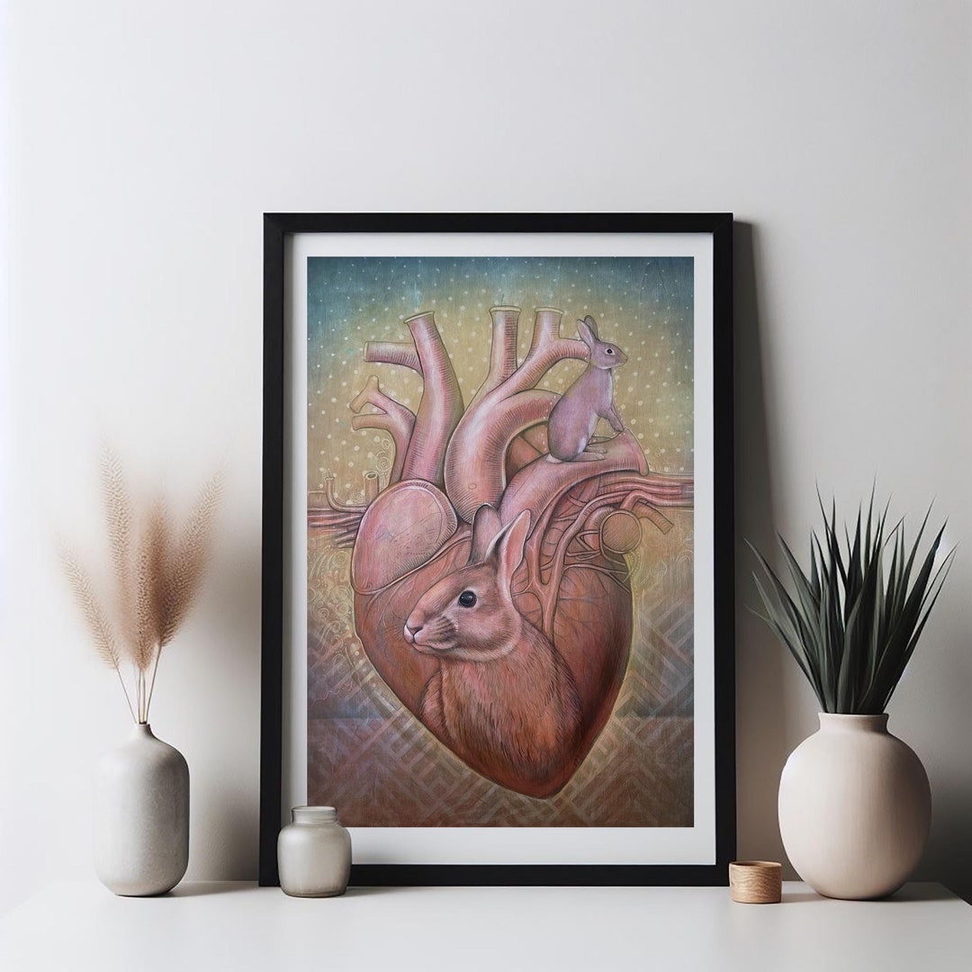 Rabbit Heart - Anatomical Heart Anatomy and Bunny Rabbits Fine Art ...