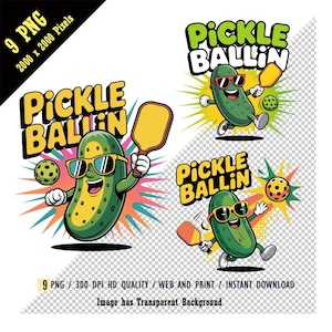 Pickle Ballin PNG, Design a sublimazione, Pickleball, Trendy, Preppy, Occhiali da sole divertenti con i cartoni animati, Con racchetta e palla da pickleball in mano PNG