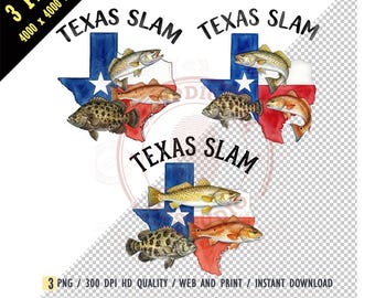 Texas State Map Fishing PNG, Texas Slam Sublimation, Speckled Trout Red Drum Tripletail Digital File, Coastal Fishing Png for DIY Gifts, DTG