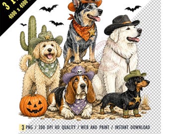 Cowboy Dog Halloween Sublimation PNG, Howdy Halloween Dog Digital Download, Western Halloween Dogs Clipart, Spooky Cowboy Dog PNG Shirt